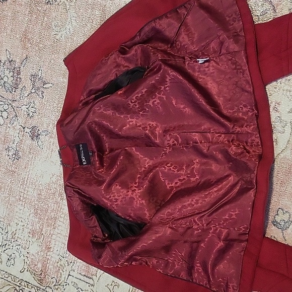 Express Vintage Structured Peplum Lined Zip Front Red Moto Jacket Size M - Picture 10 of 14